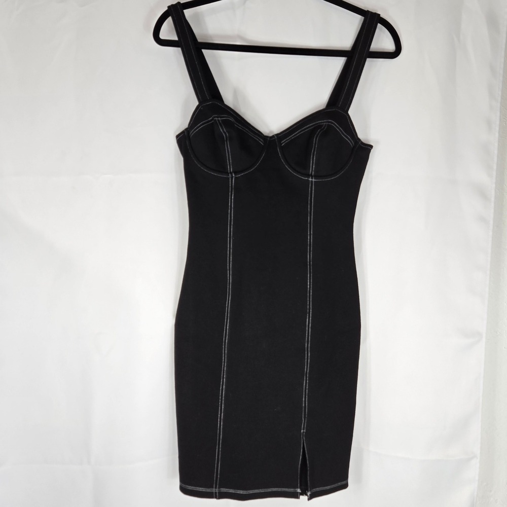 ASTR The Label Bodycon Dress White Stitch Detail Mini Dress Sz S Clubbing‎ Party